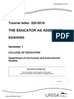 The Educator As Assessor: Tutorial Letter: 202/2018