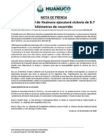 Nota de Prensa - Municipalidad de Huánuco Ejecutará Ciclovía de 8.7 Kilómetros de Recorrido