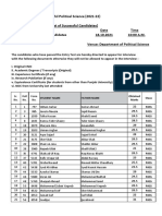 ETR MPhil Political Science Pass Candidates