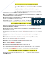 2 Underline The Correct Alternative: 1 Find and Correct Two Mistakes in Each Complex Sentence