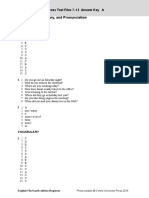 Progress Test Files 7-12 Answer Key A Grammar, Vocabulary, and Pronunciation