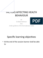 Psychology FACTORS AFFECTING HEALTH BEHAVIOUR