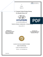 To Study "Consumer Product Strategy Strategy: For Hyundai Motors LTD"