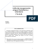 Cuadernillo de Recuperación de Lengua Castellana y Literatura 1º E.S.O