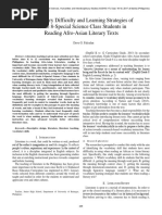 Vocabulary Difficulty and Learning Strategies of Grade 8-Special Science Class Students in Reading Afro-Asian Literary Texts