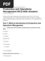 Production and Operations Management MCQ With Answers