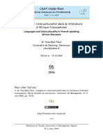 DR Yves-Abel Feze, Langues Et Interculturalité Dans La Littérature D'afrique Francophone