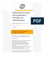 Aptitud para El Cargo de Programador - Planeador de Mantenimiento