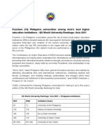 Fourteen (14) Philippine Universities Among Asia's Best Higher Education Institutions - QS World University Rankings: Asia 2021