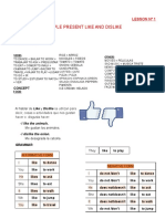 The Simple Present Like and Dislike: Lesson #1