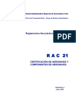 RAC 21 - Certificación de Aeronaves y Componentes de Aeronaves