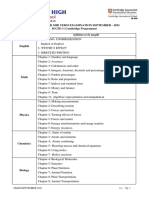 IGCSE 1 - September 2021 Syllabus For Midterm Examination and Date Sheet