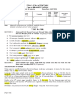 Final Examination: Course: Pronunciation