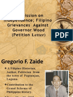 Commission On Independence Filipino Grievances Against Governor Wood (Petition Letter)