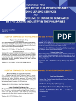 Nori Jayne Rubis - INDIVIDUAL TASK_ (USE PPT FOR PRESENTATION)-PREPARE A LIST OF COMPANIES IN THE PHILIPPINES ENGAGED IN PROVIDING LEASING SERVICES-PREPARE A REPORT ON THE VOLUME OF BUSINESS GENERATED BY THE LEASING 