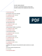 Exercícios de Transitividade Verbal e Adjunto Adnominal