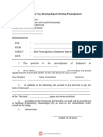 Sample Format of After Case Hearing Report (During Promulgation)