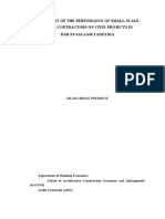 Assesment of The Perfomance of Small-Scale Local Contractors On Civil Projects in Dar Es Salaam Tanzania