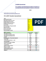 EV To EBIT Valuation Spreadsheet