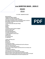 1 and 2 Term QUESTION BANK - 2020-21 Biology STD Vii