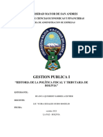 Historia de La Politica Fiscal y Tributaria en Bolivia Gabriela Huanca Quisbert