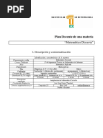 Plan Docente de Una Materia: "Matemática Discreta"