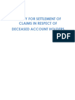 Policy For Settlement of Claims in Respect of Deceased Account Holders