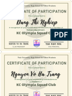 Certificate of Participation: KC Olympia Squad Club