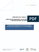 Formato de Plan Integral de Prevención de Riesgos Laborales