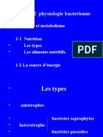 Chapitre 2 Physiologie Bacterienne: 1. Nutrition Et Metabolisme 1-1 Nutrition