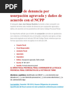 Modelo de Denuncia de Usurpación Agravada y Daños de Acuerdo Con El NCPP