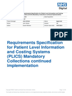 Requirements Specification For Patient Level Information and Costing Systems (PLICS) Mandatory Collections Continued Implementation