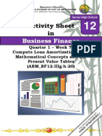 Activity Sheet In: Business Finance