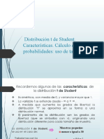 Distribución T de Student. Características. Cálculo de Probabilidades: Uso de Tablas