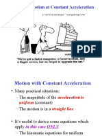 Sect. 2-5: Motion at Constant Acceleration