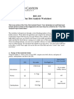 BIO-319 3 Day Diet Analysis Worksheet