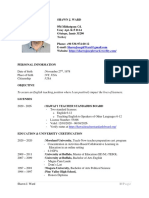 Shawn Ward Curriculum Vitae CV