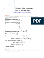 Polynomials Chapter Wise Important Questions Class 10 Mathematics