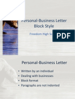 Personal-Business Letter Block Style: Freedom High School