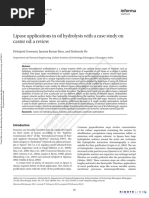 Lipase Applications in Oil Hydrolysis With A Case Study On Castor Oil: A Review