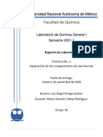 Reporte Práctica No. 2. - Separación de Los Componentes de Una Mezcla