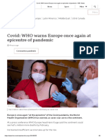 Covid - WHO Warns Europe Once Again at Epicentre of Pandemic - BBC News