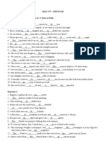 M o T - Articles Fill in The Blanks With A, An, The or Exercise 1