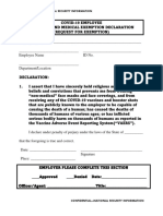 Religious and Medical Exemption Declaration. Blank General Shell