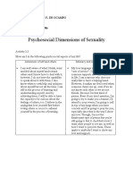 Psychosocial Dimensions of Sexuality: Name: Clare Dianne F. de Ocampo Course: EE - 2A Student Number: 201109986