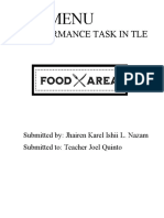 Performance Task in Tle: Submitted By: Jhairen Karel Ishii L. Nazam Submitted To: Teacher Joel Quinto