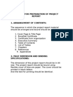 Format For Preparation of Project