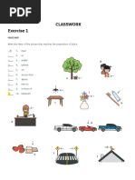 Prepositions of Place CLASSWORK