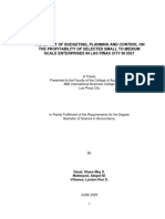 DASAL - The Impact of Budgeting, Planning and Control On The Profitability of Selected Small To Medium Scale Enterprises in Las Pinas City in 2021.