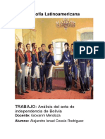 Analisis Del Acta de Independencia de Bolivia Alumno Alejandro Cossio